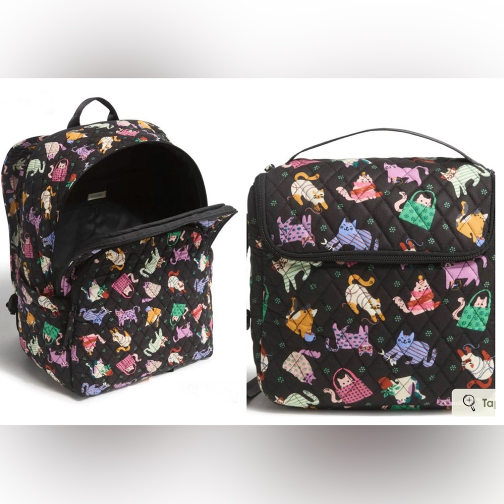 Vera Bradley Herding Cats Backpack and Lunch Bag Bundle NWT